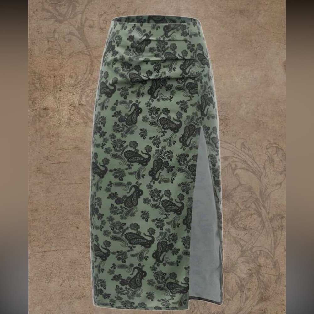Paisley Maxi Skirt with Slit